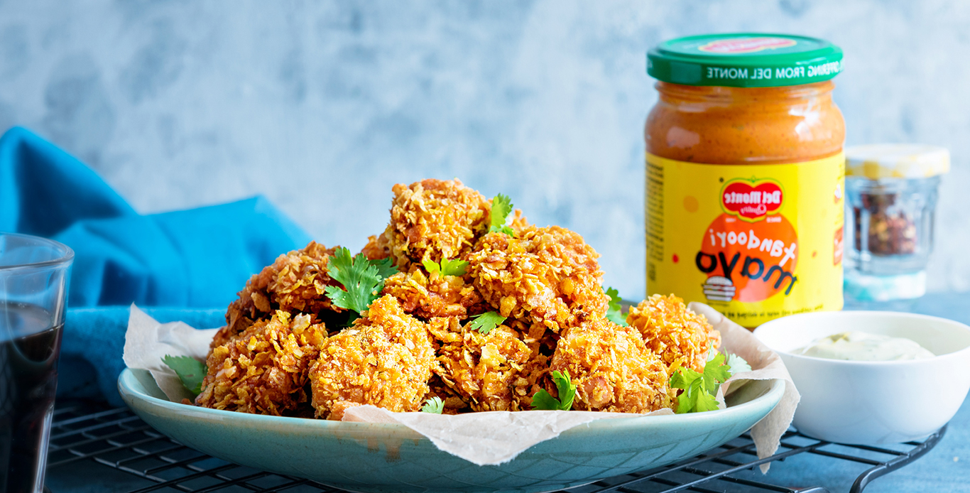 Crisp Baked Chicken with achari Mayo